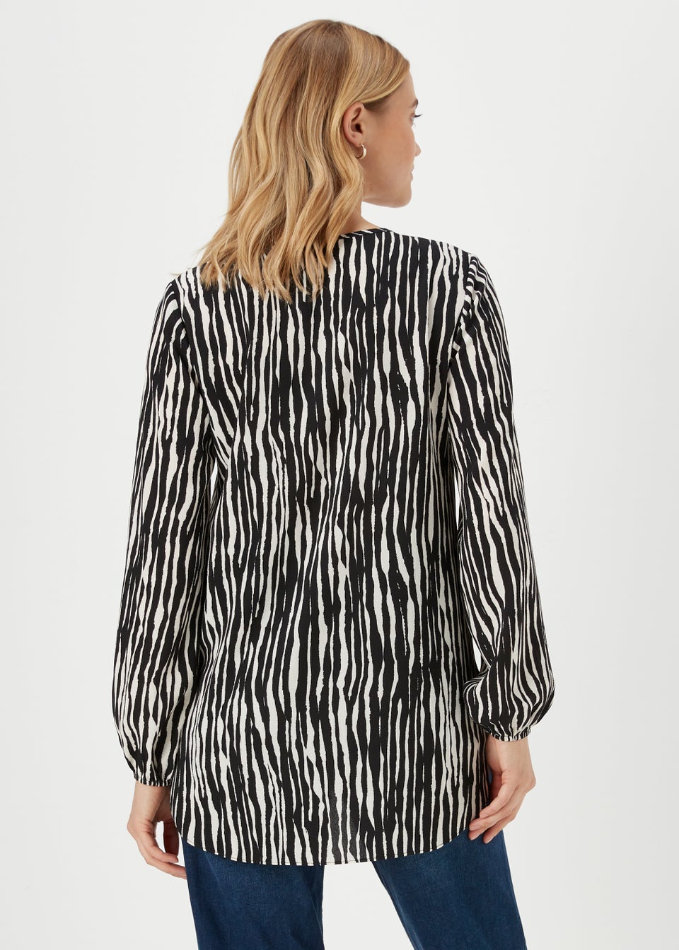 Black Zebra Print Long Sleeve Bubble Top