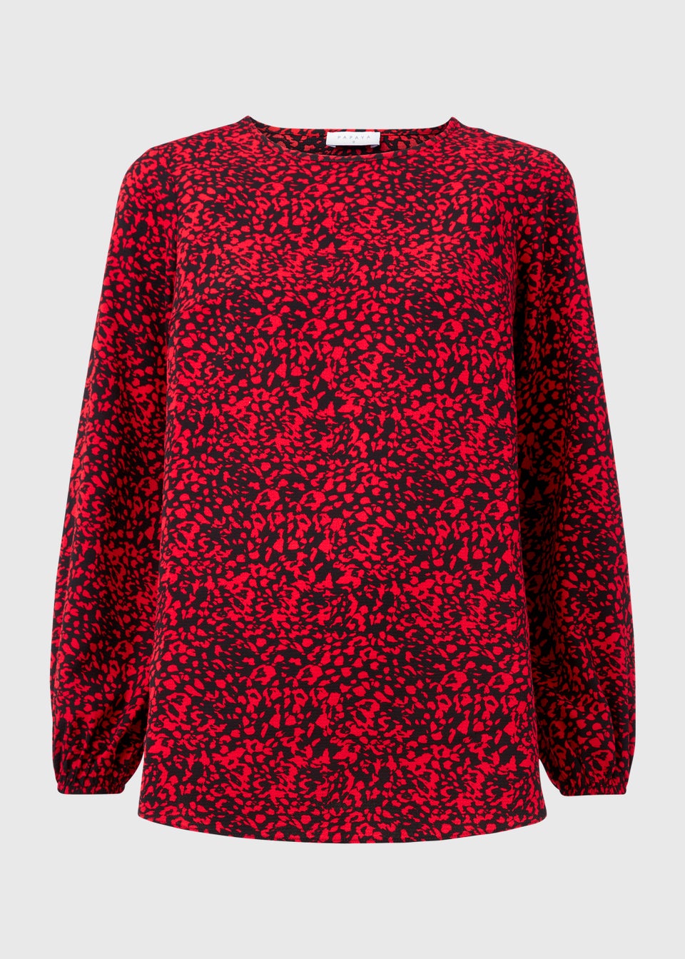 Red Mark Making Print Long Sleeve Bubble Top