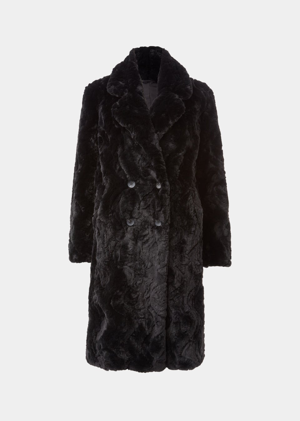 Black Faux Fur Coat - Matalan