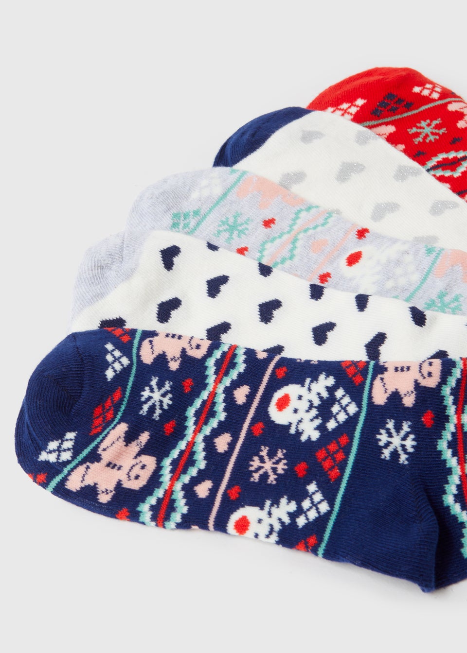 5 Pack Multicoloured Christmas Crew Socks