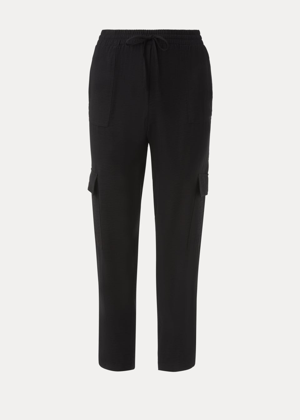 Black Tapered Cargo Trousers
