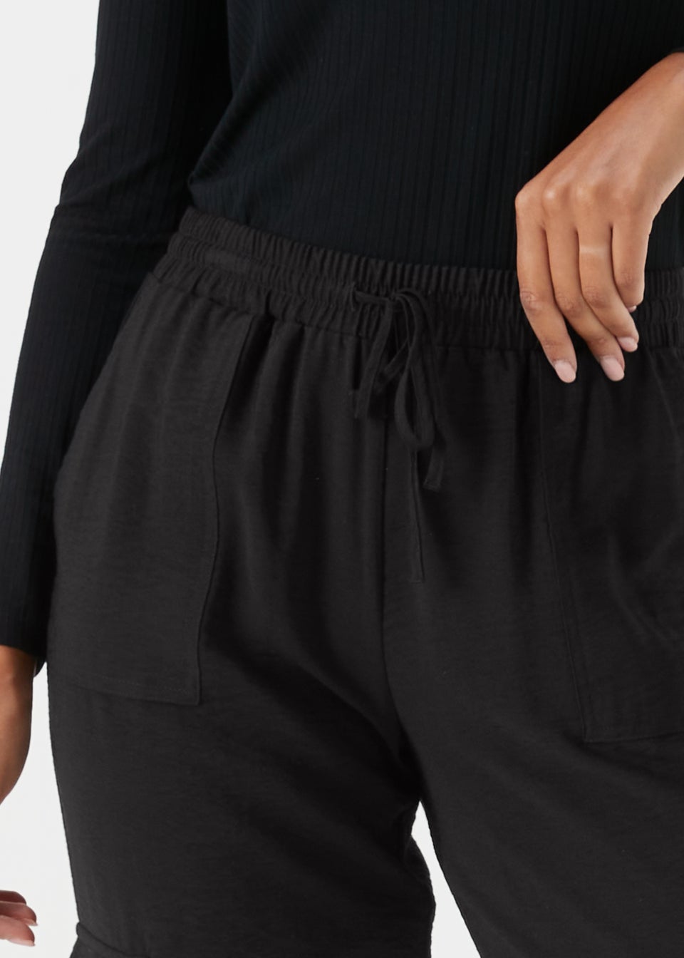 Black Tapered Cargo Trousers