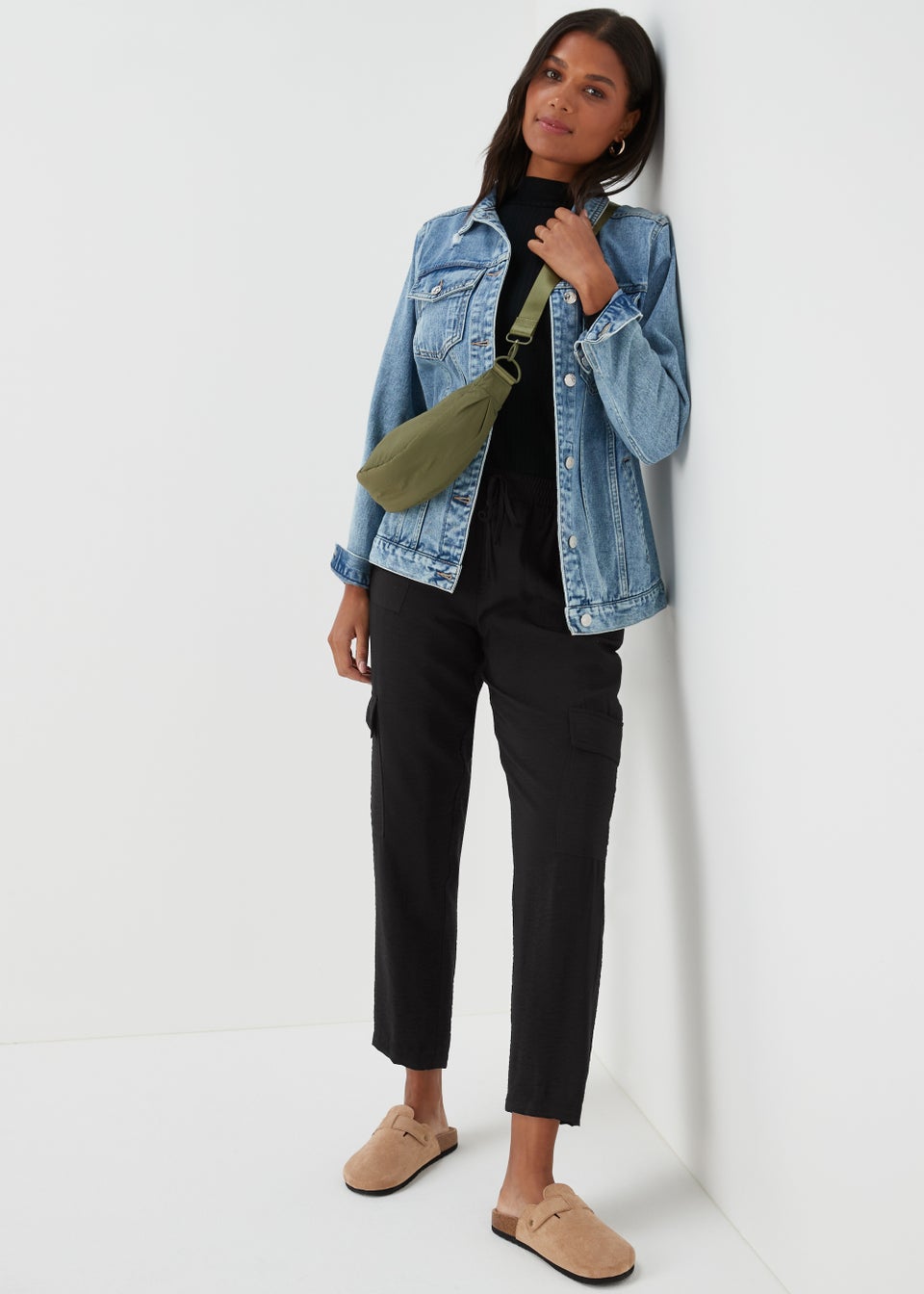 Black Tapered Cargo Trousers