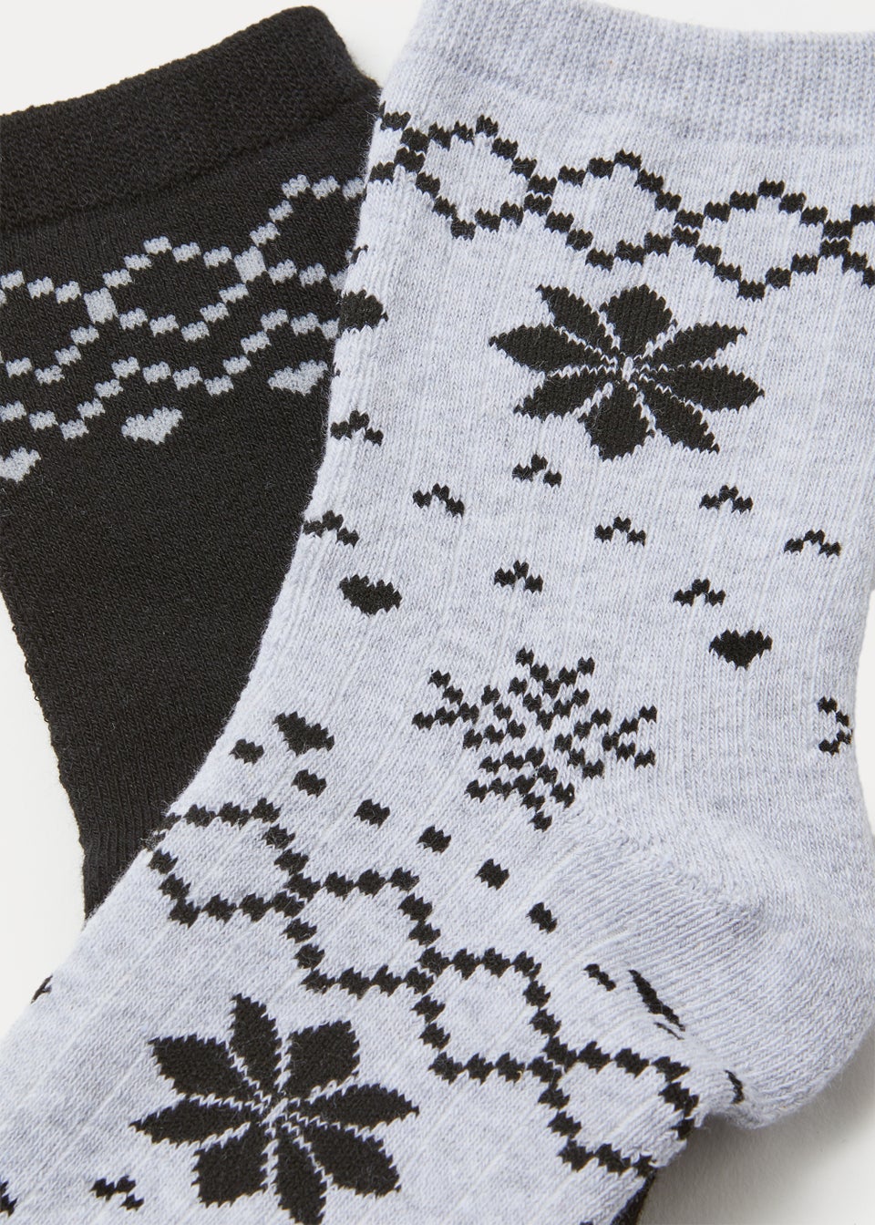 2 Pack Black & Grey Pattern Boot Socks