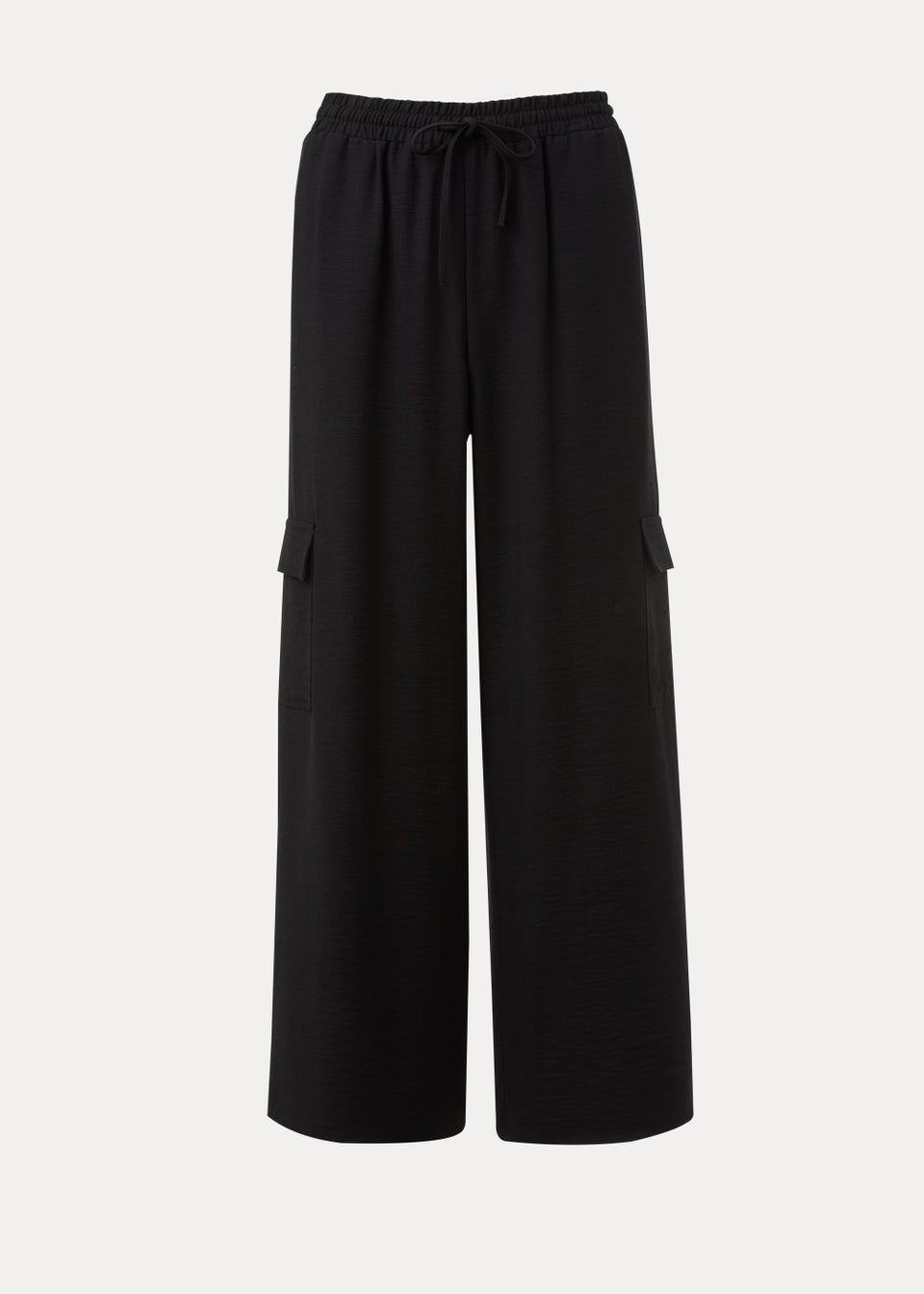Black Wide Leg Cargo Trousers