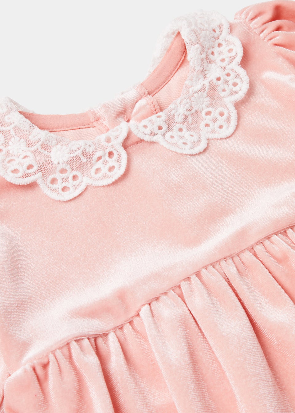 Baby Pink Lace Collar Velour Dress (Newborn-18mths)