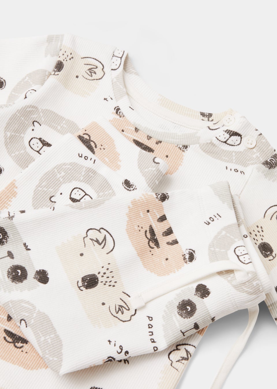 Baby Cream Animal Print Ribbed Sweatshirt & Joggers Set (Newborn-23mths)