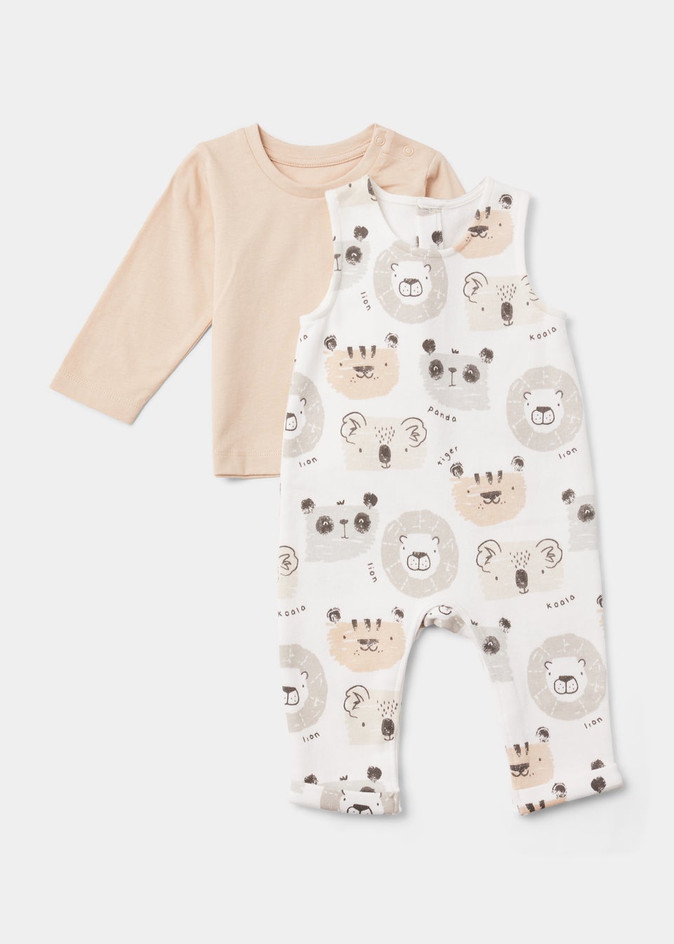 Baby Cream Animal Dungarees & T-Shirt Set (Newborn-23mths)