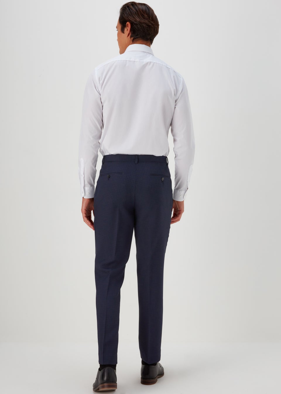 Taylor & Wright Tyne Navy Check Tailored Fit Trousers