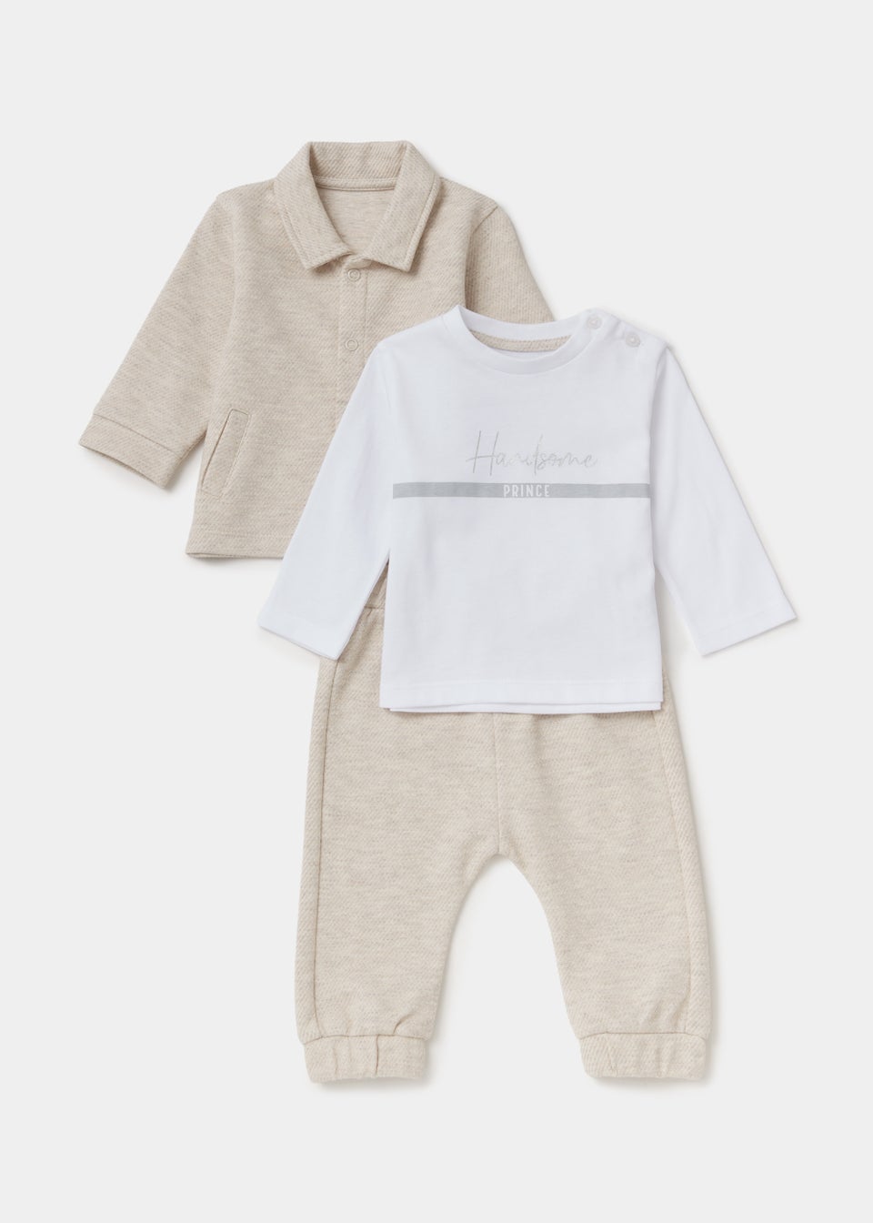 Baby 3 Piece Ecru Jacket T-Shirt & Trousers Set (Newborn-23mths)
