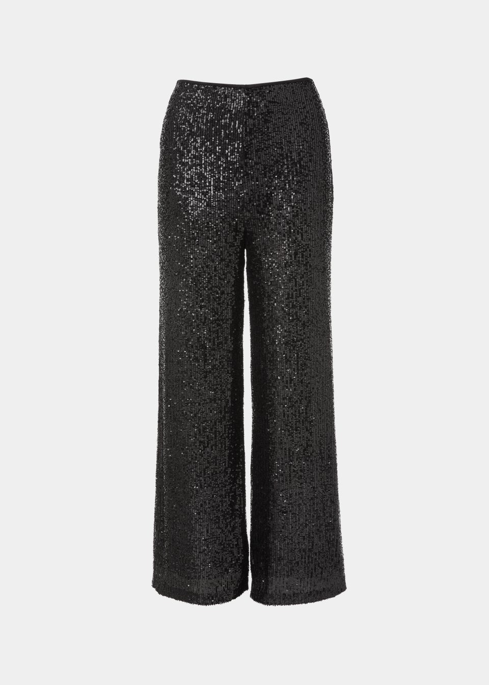 Black Sequin Wide Leg Co Ord Trousers