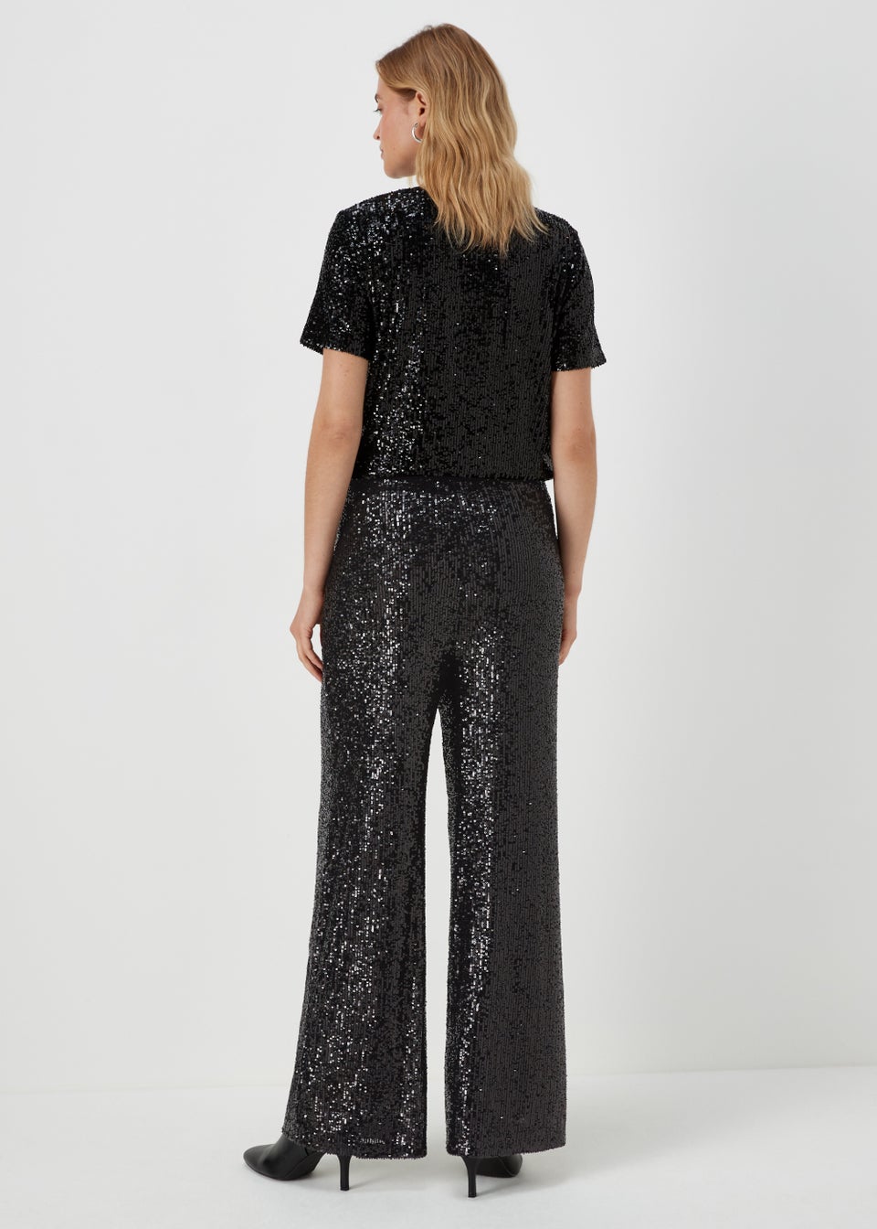 Black Sequin Wide Leg Co Ord Trousers Matalan