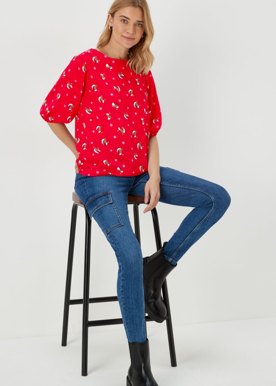 Red Christmas Robin Print Box Top