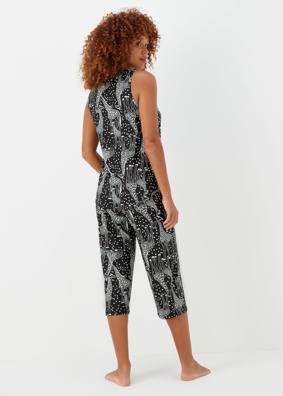 Black Giraffe Print Pyjama Set - Matalan