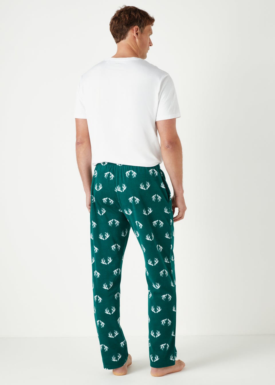 Green Antler Fleece Pyjama Bottoms - Matalan
