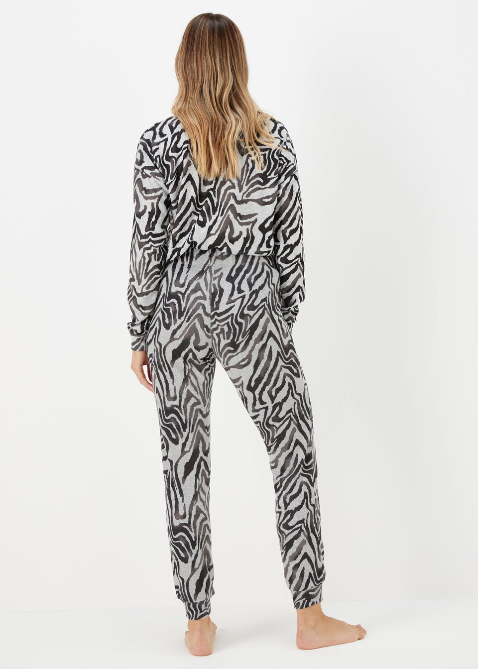 Grey Zebra Print Lounge Bottoms