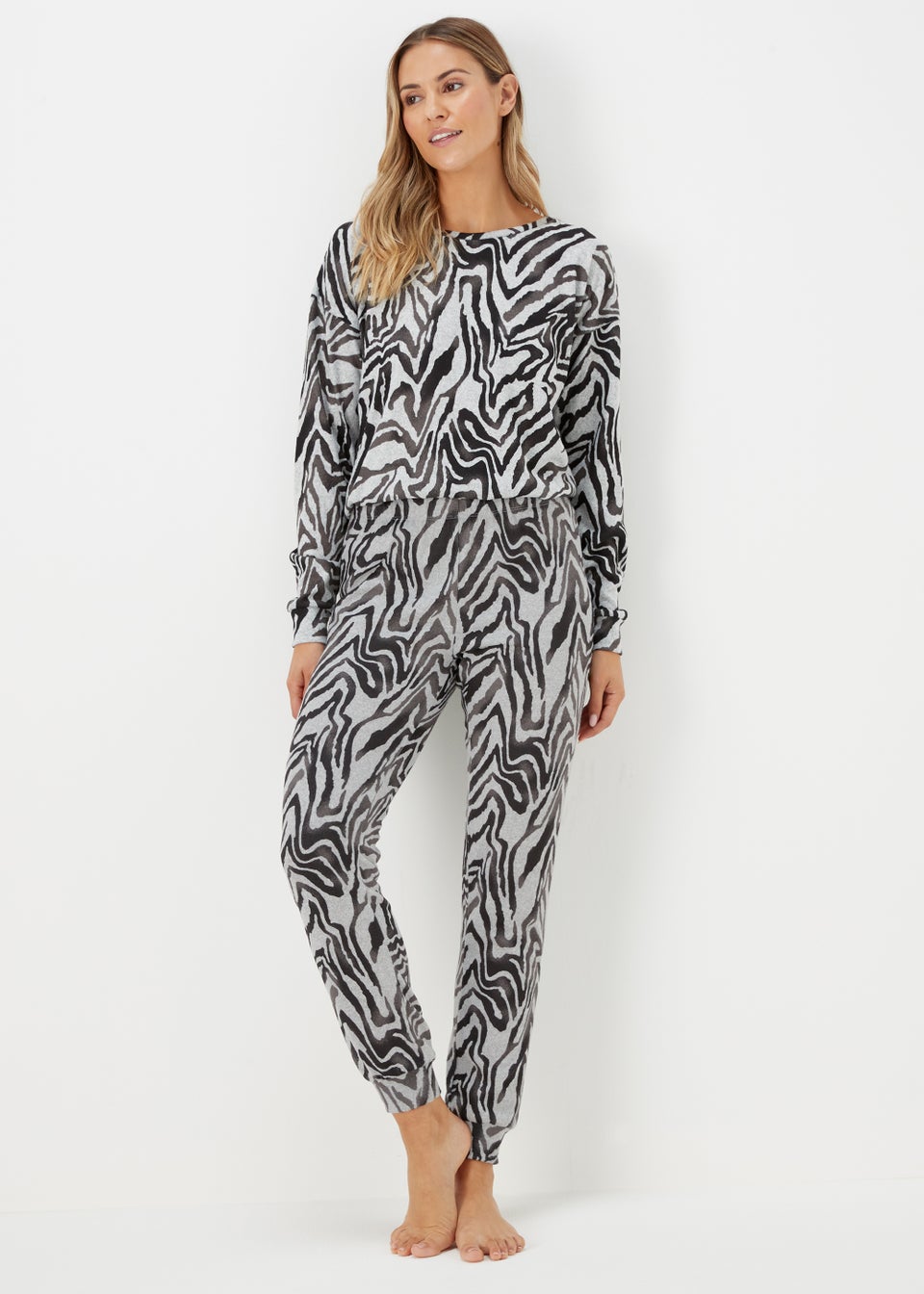Grey Zebra Print Lounge Bottoms