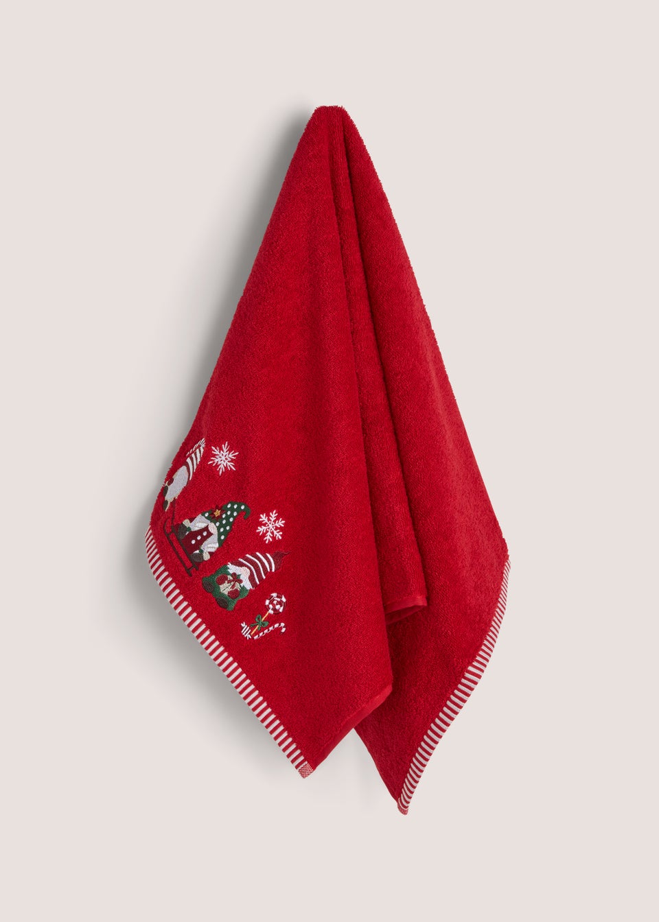 Red Christmas Gonk 100% Cotton Hand Towel (50cm x 80cm)