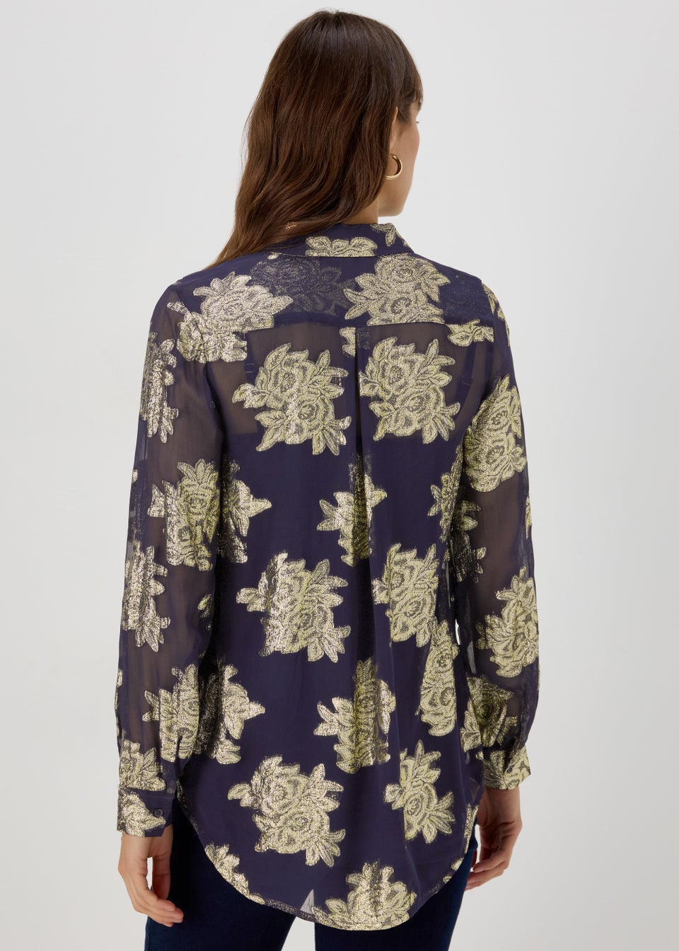 Et Vous Navy Metallic Longline Shirt