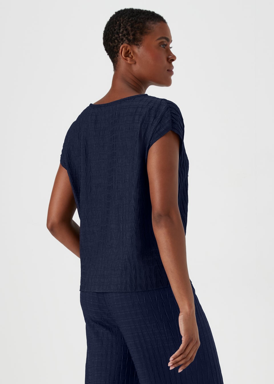Blue Plisse Co-Ord Top
