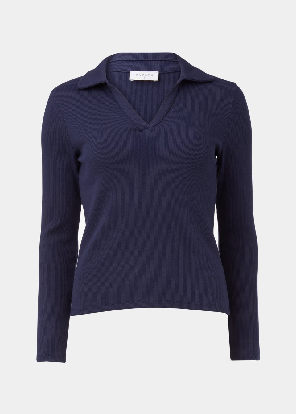 Navy Collar Long Sleeve Polo Shirt Matalan