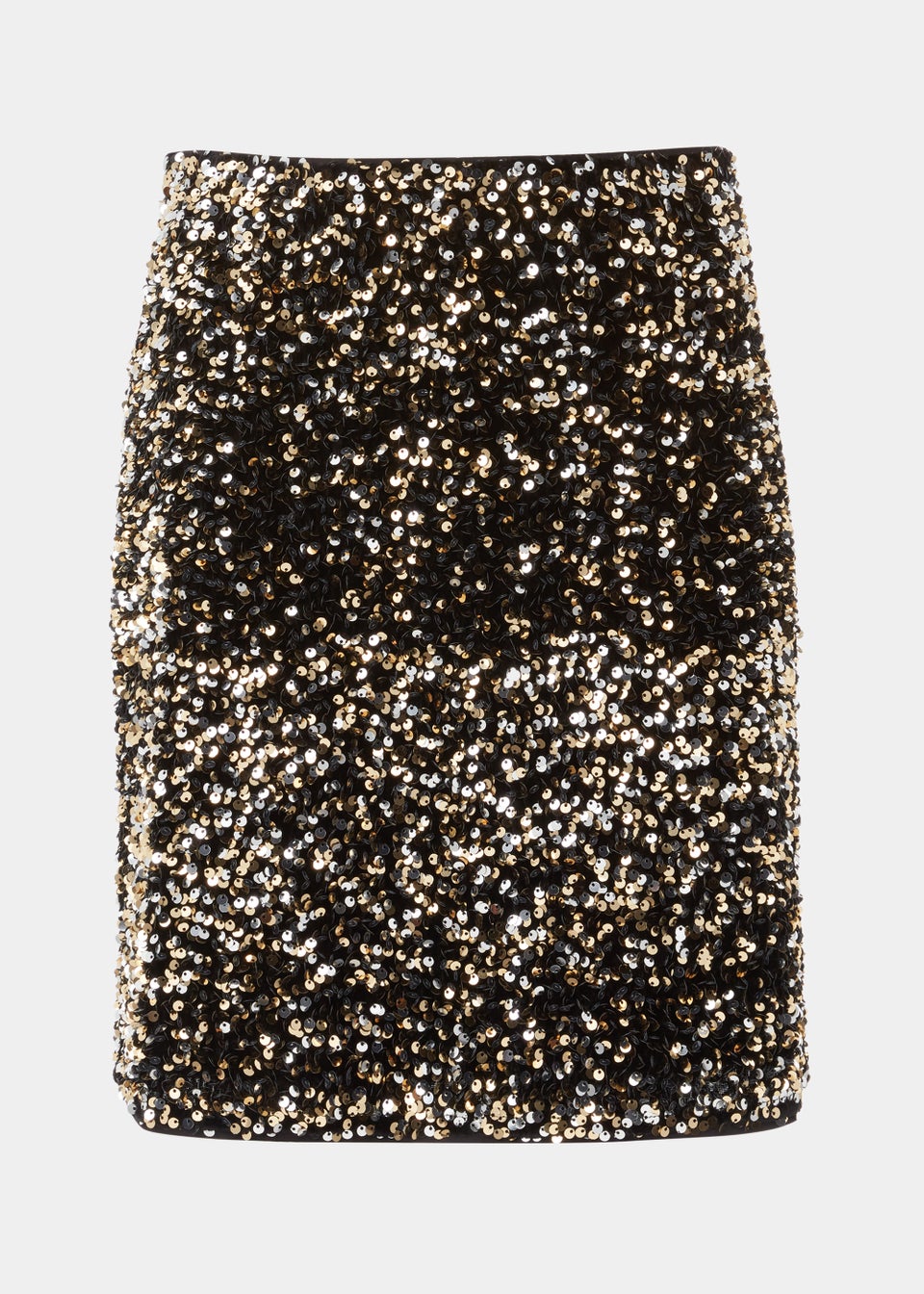 Et Vous Gold Sequin Velvet Mini Skirt - Matalan