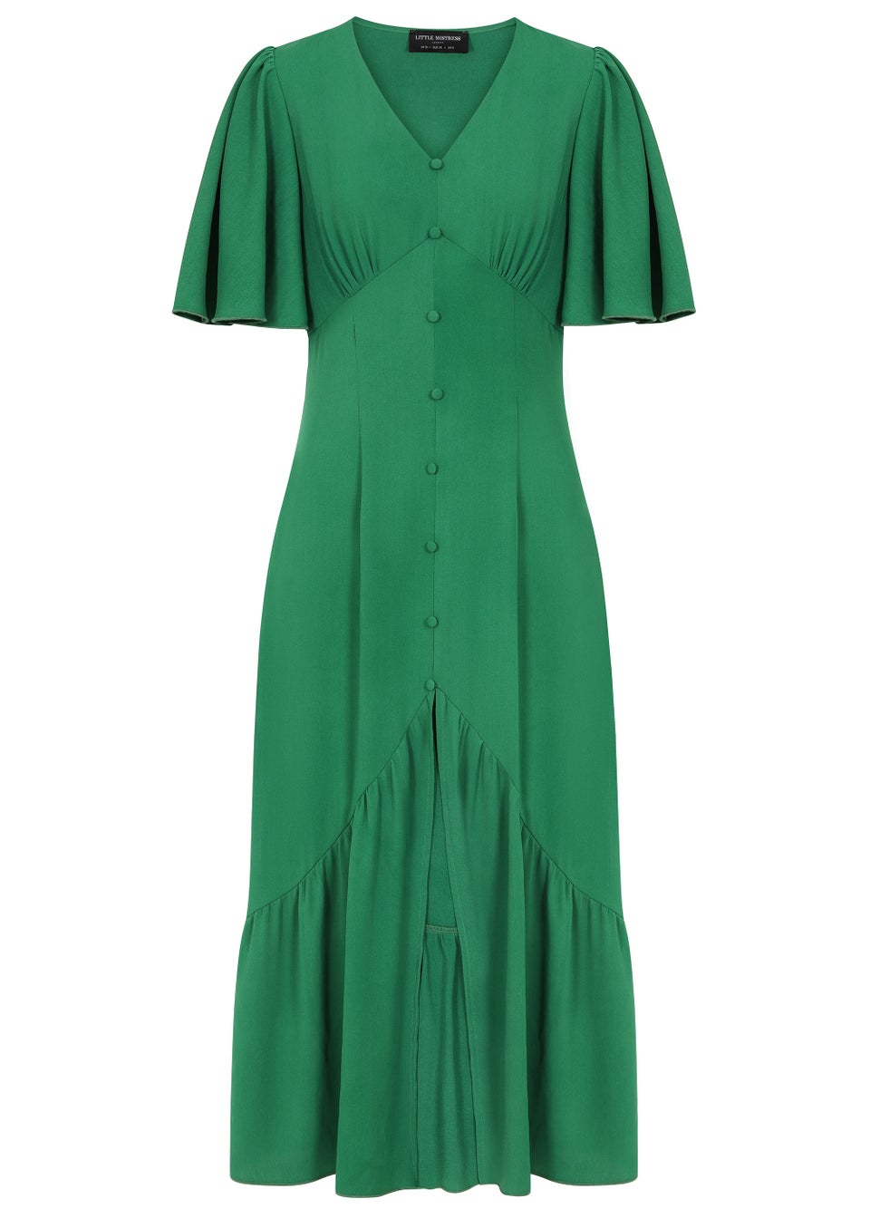 Little Mistress by Vogue Williams Green Angel Sleeve Midi Dress - Matalan