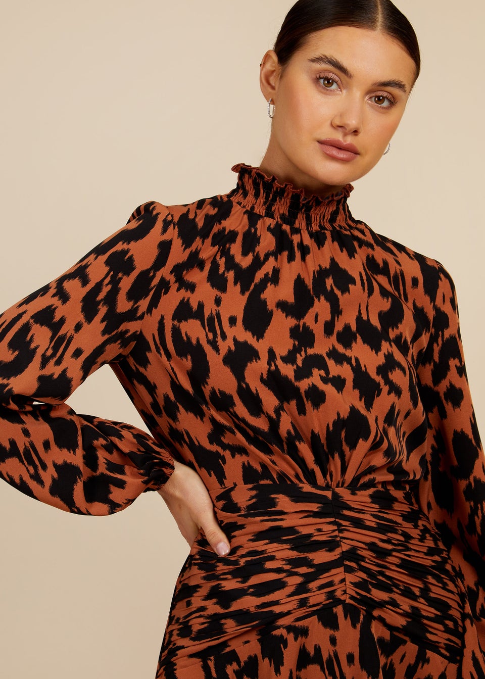 Multicolour Leopard Print Halter Neck Mini Dress