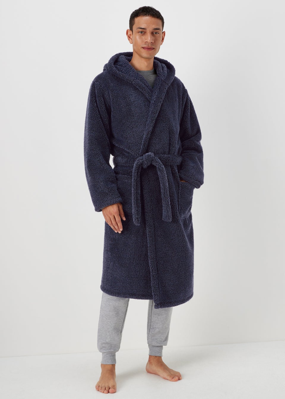Navy Hooded Dressing Gown
