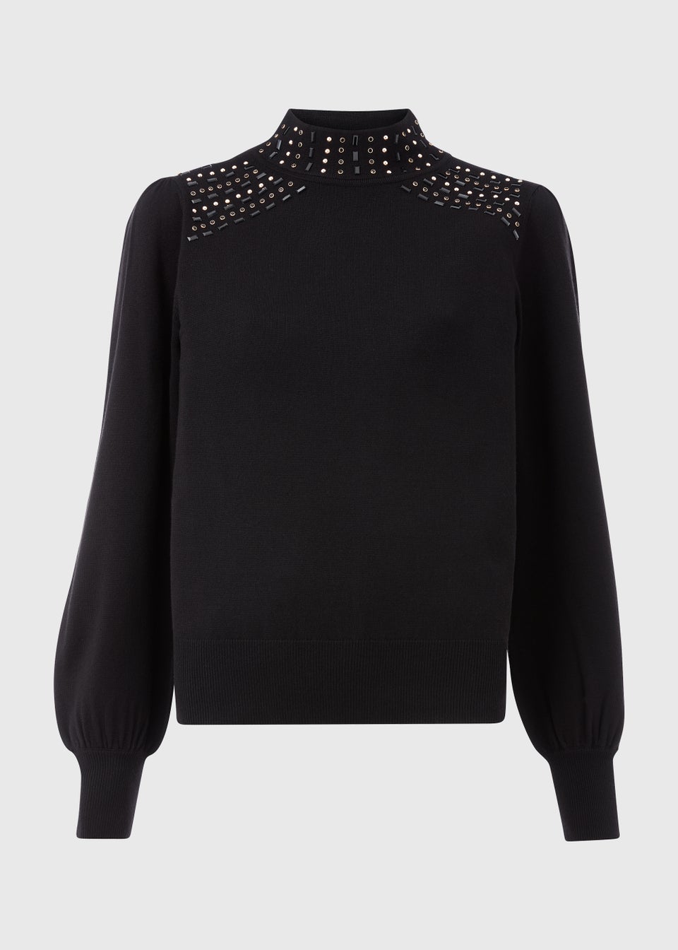 Embellished neck jumper on sale