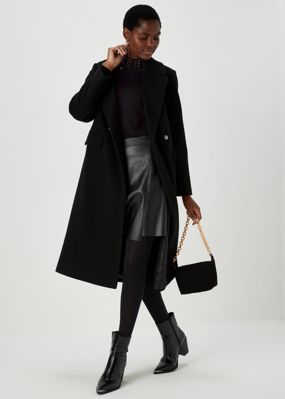 Et Vous Black Embellished Neck Knitted Jumper