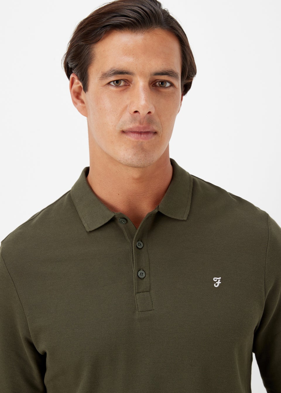 Farah Newcastle Olive Long Sleeve Polo Shirt