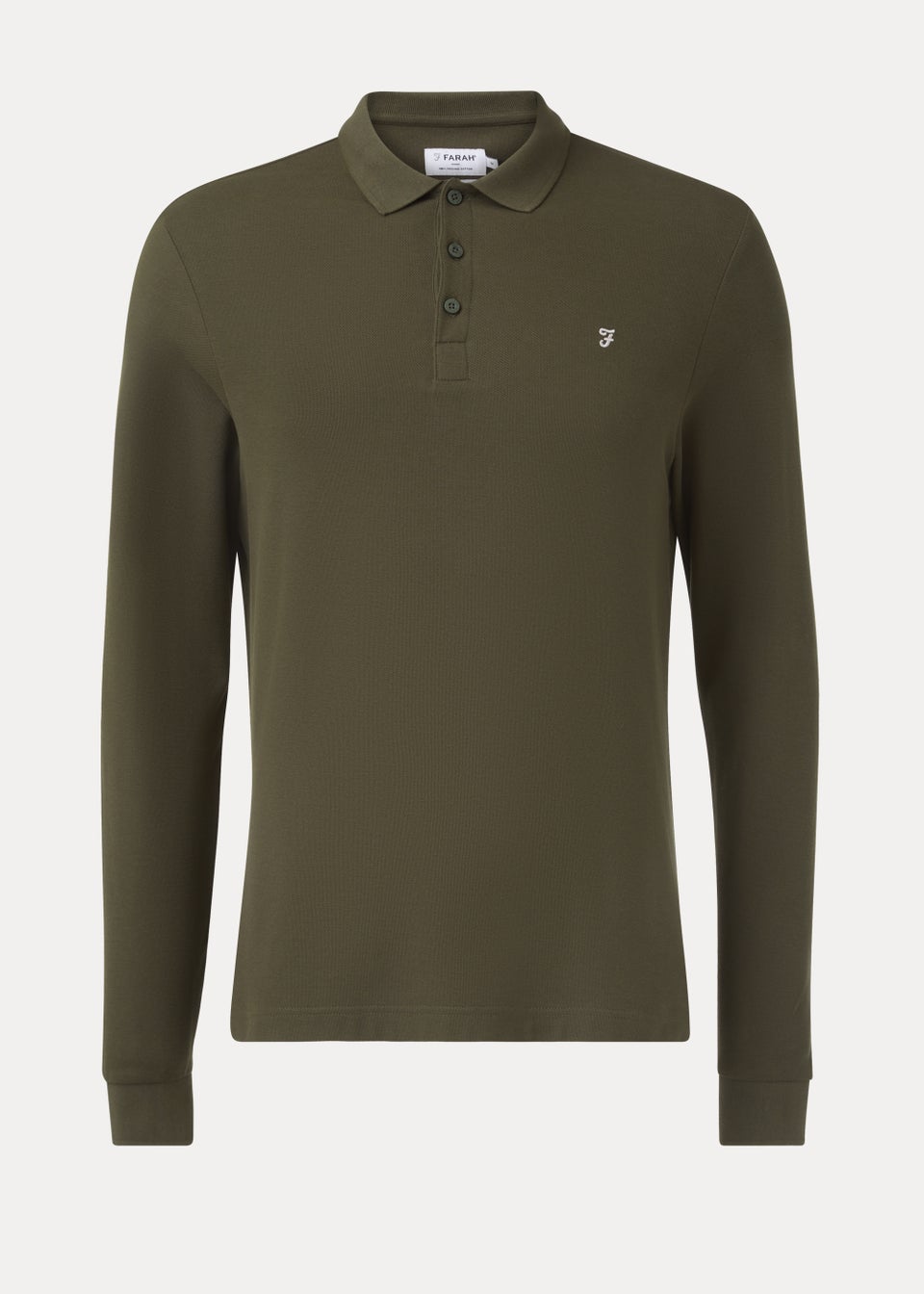 Farah Newcastle Olive Long Sleeve Polo Shirt - Matalan