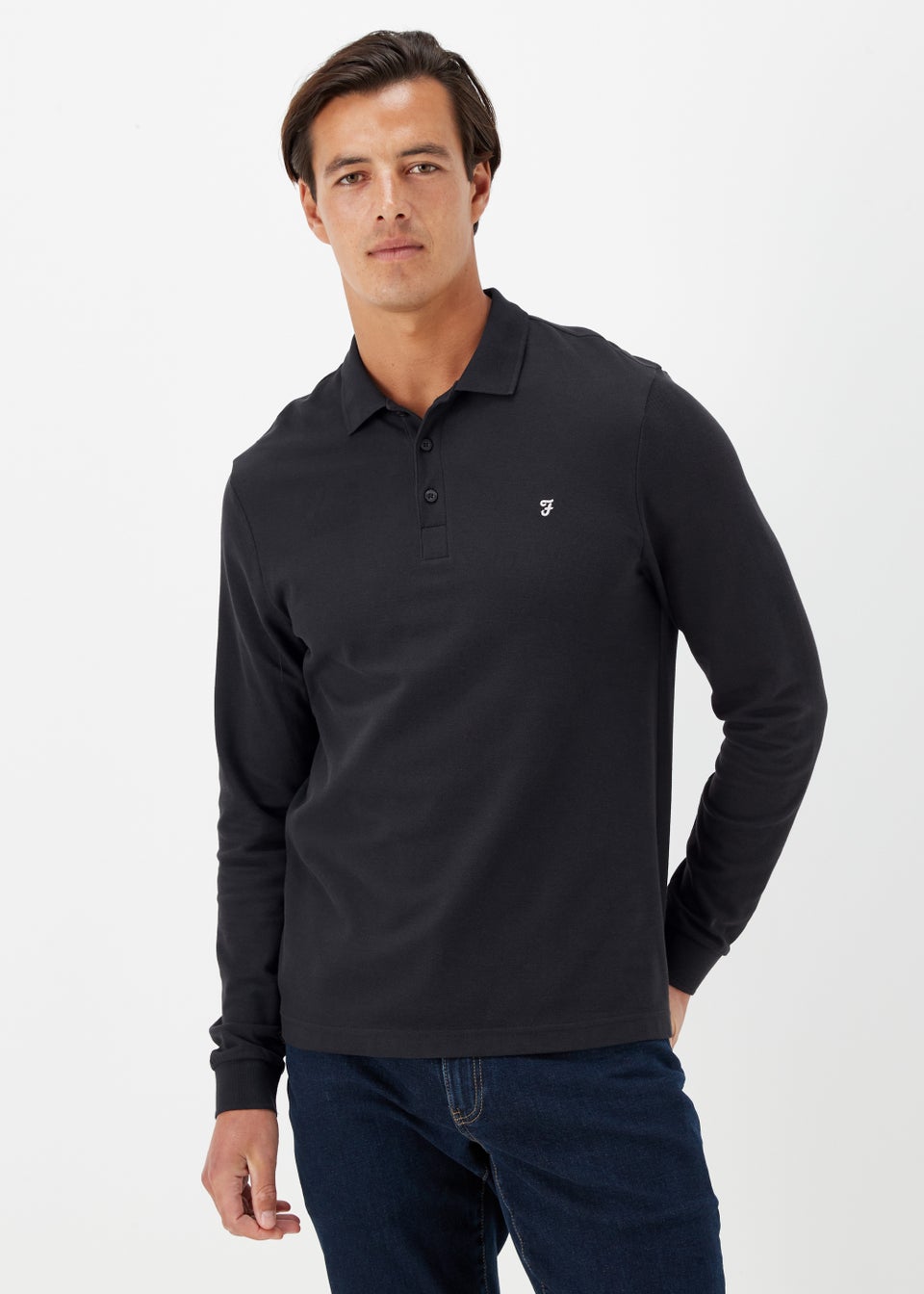 Farah Newcastle Navy Long Sleeve Polo Shirt