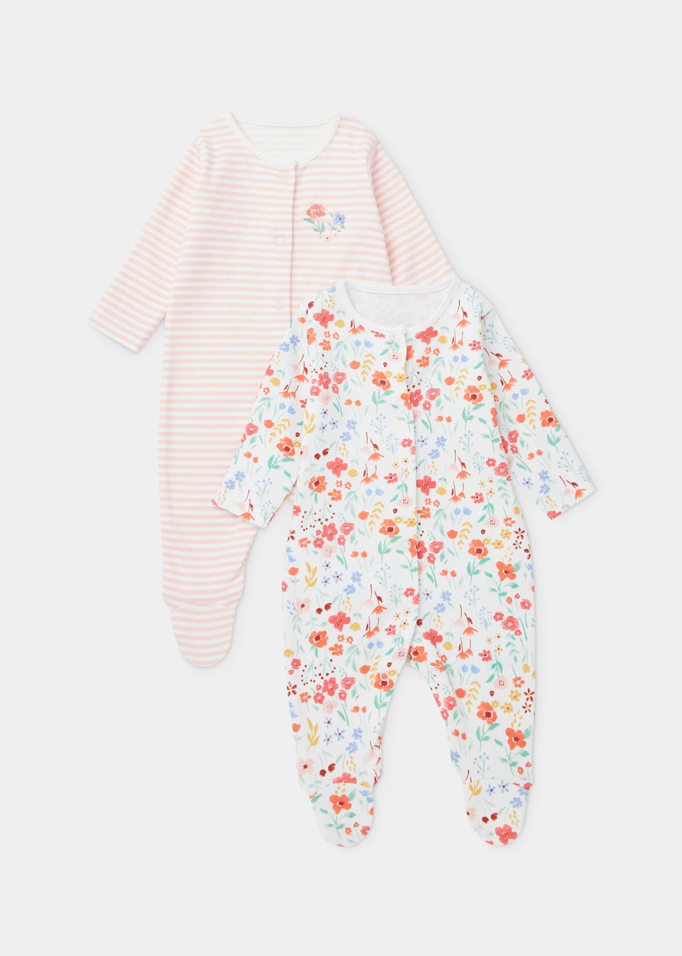 Baby 2 Pack Floral Sleepsuits (Newborn-23mths)