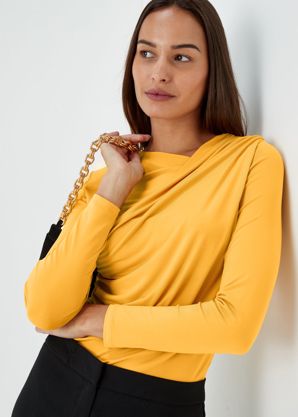 Et Vous Yellow Drape Jersey Top Matalan