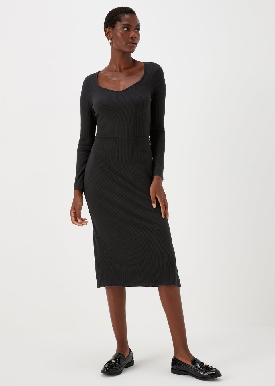 Et Vous Black Ribbed Midi Dress - Matalan