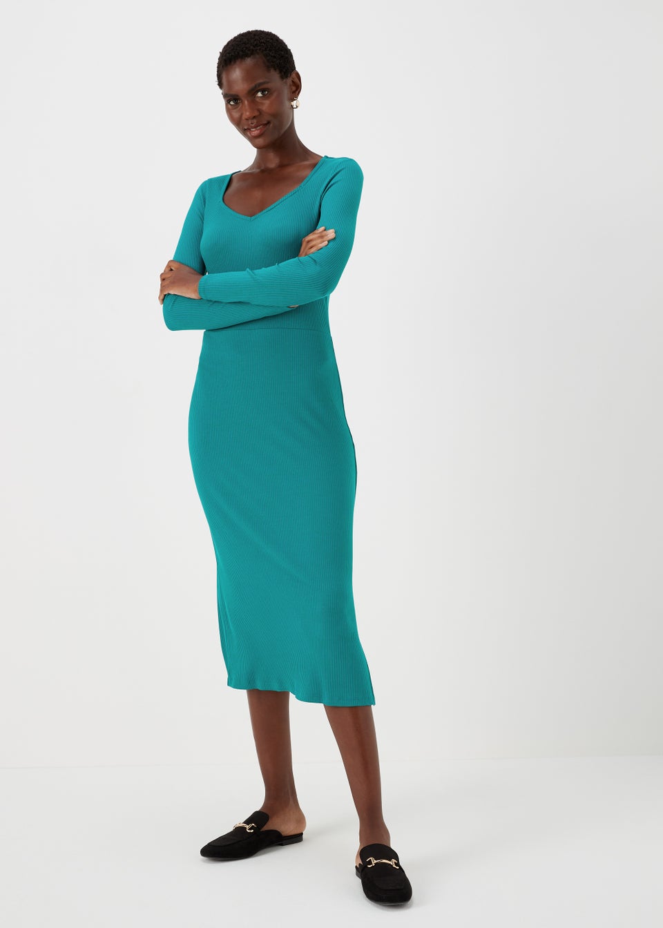 Et Vous Green Ribbed Dress