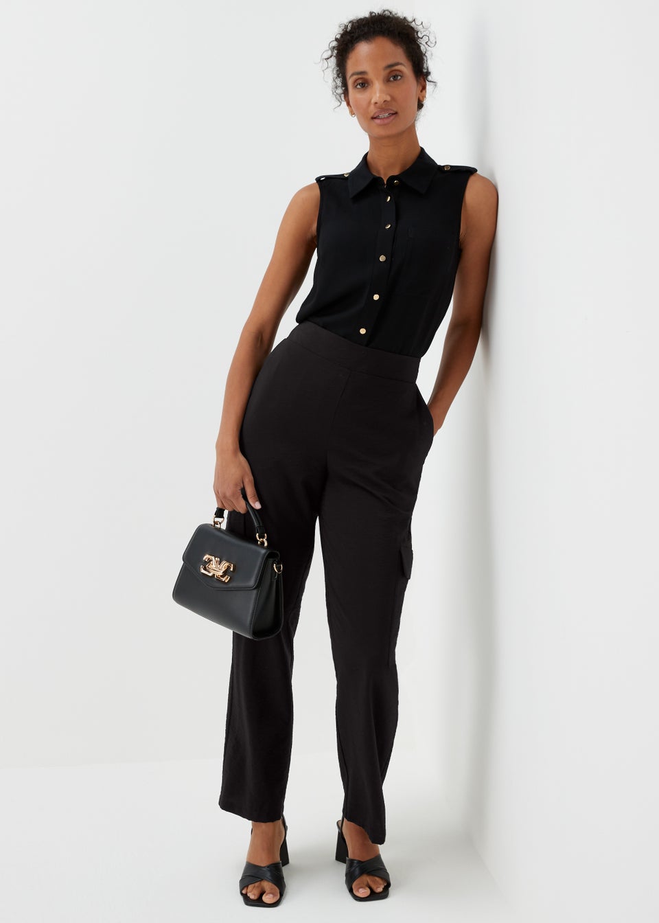 Black Cargo Trousers - Matalan