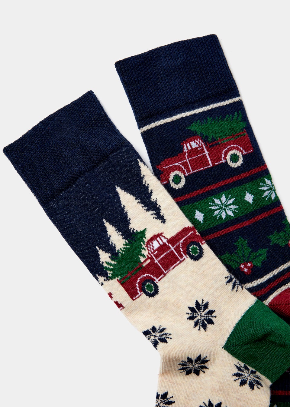 2 Pack Navy Car Print Christmas Socks