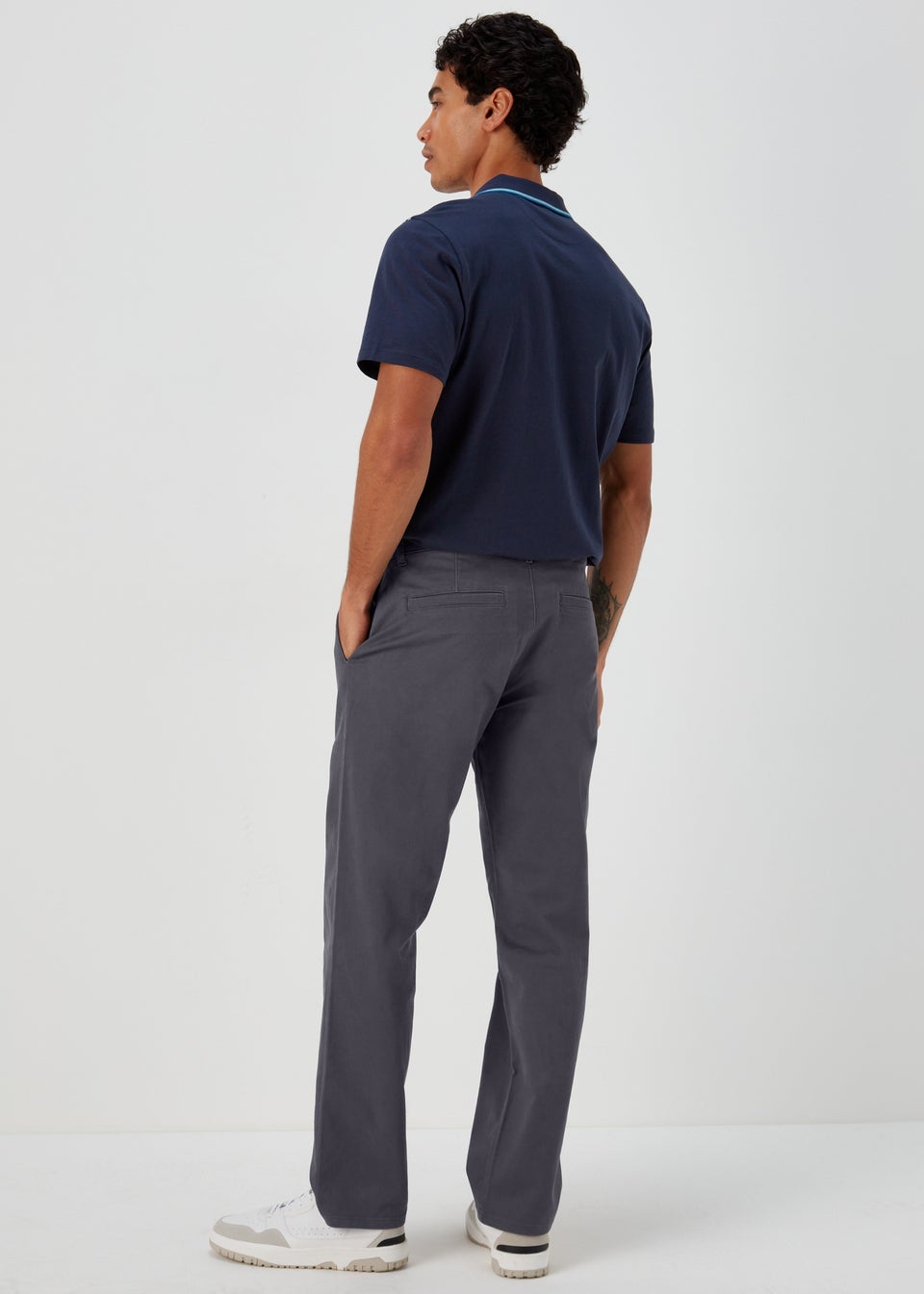 Charcoal Straight Fit Stretch Chinos