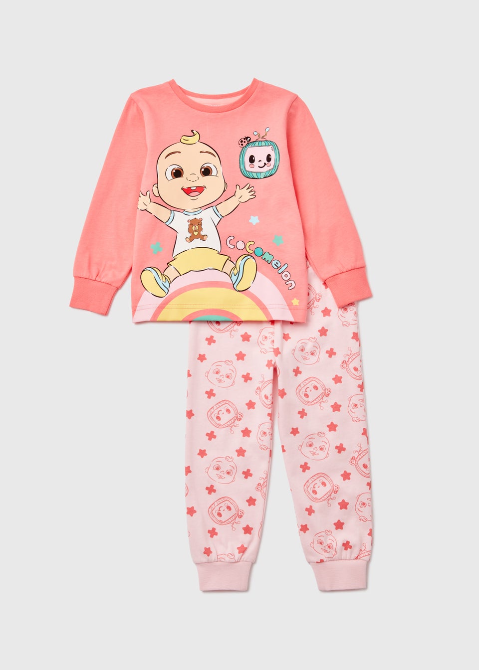 Kids Pink Cocomelon Print Long Sleeve Pyjama Set (9mths-4yrs)