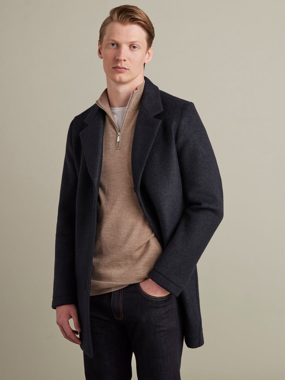 1755 Single Breasted Commuter Coat Navy