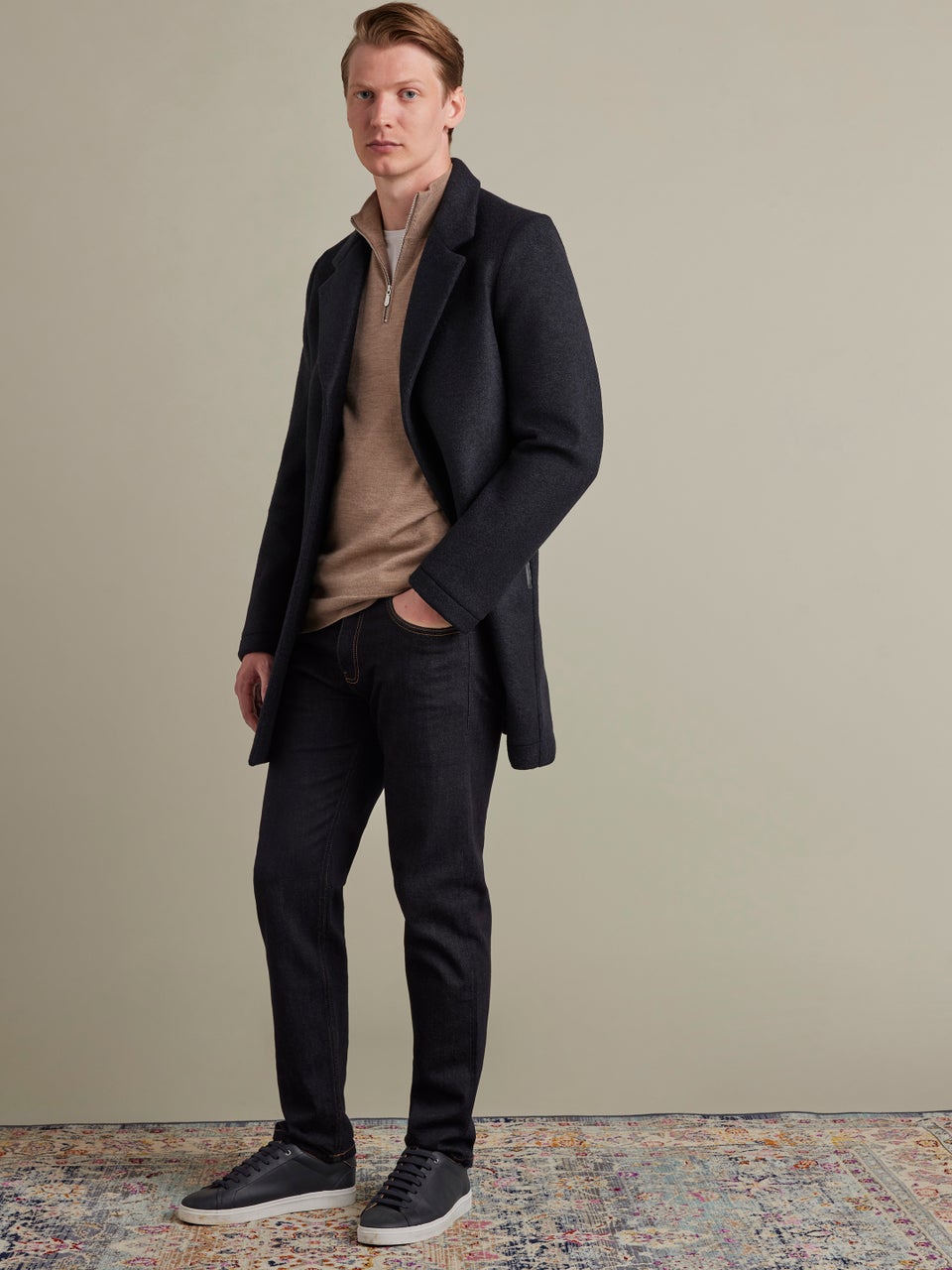 1755 Wool Single Breasted Coat Navy