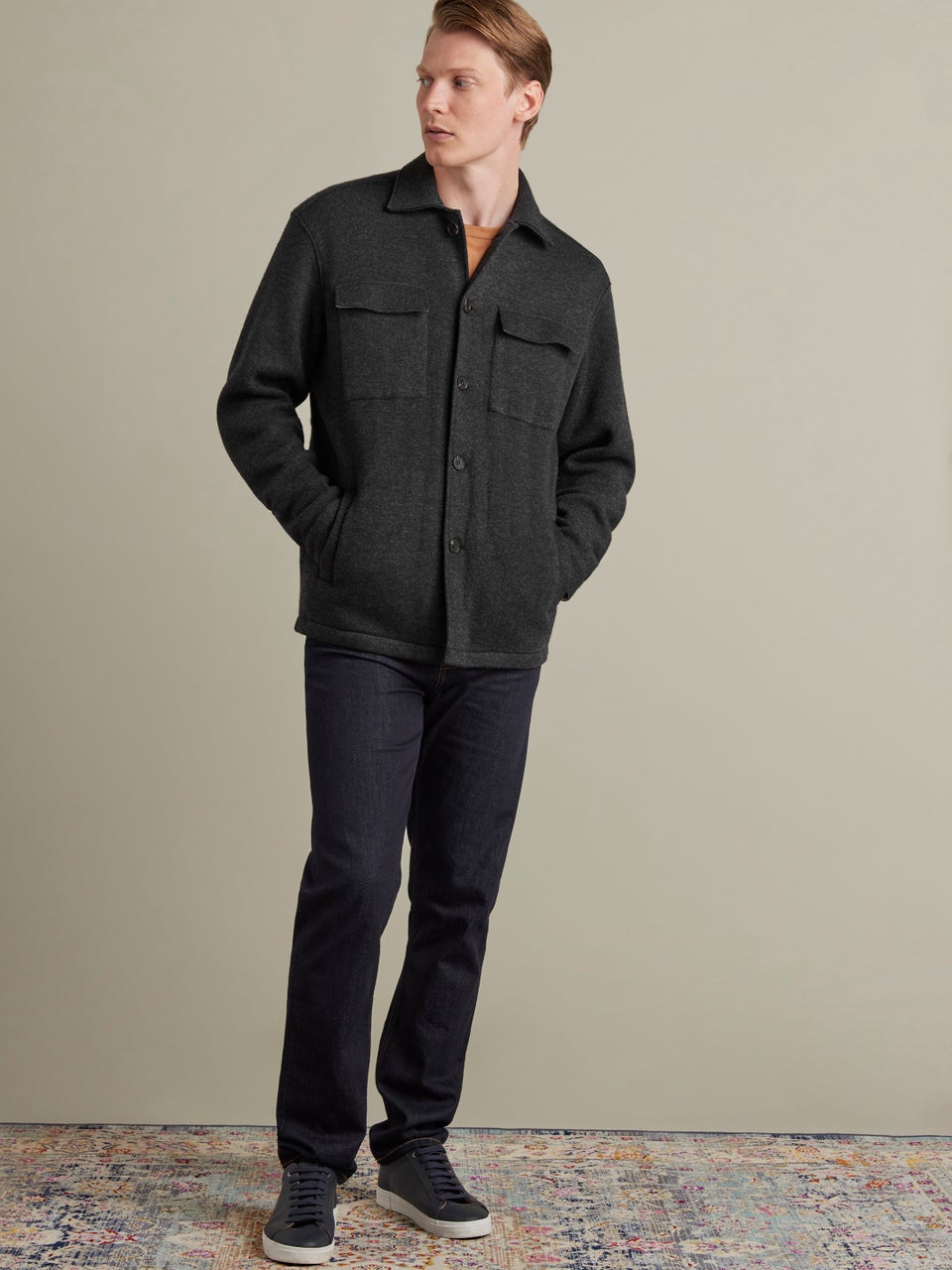 1755 Wool Shacket Charcoal Marl