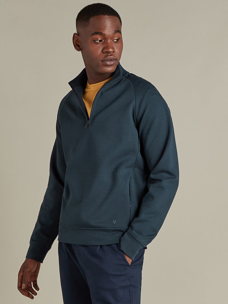 Premium Essentials Zip Neck Sweatshirt Navy