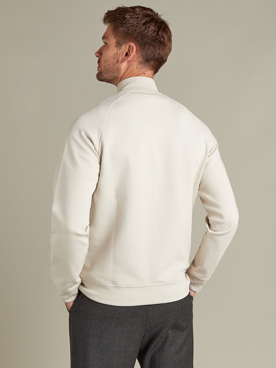 Premium Essentials Zip Neck Sweatshirt Beige