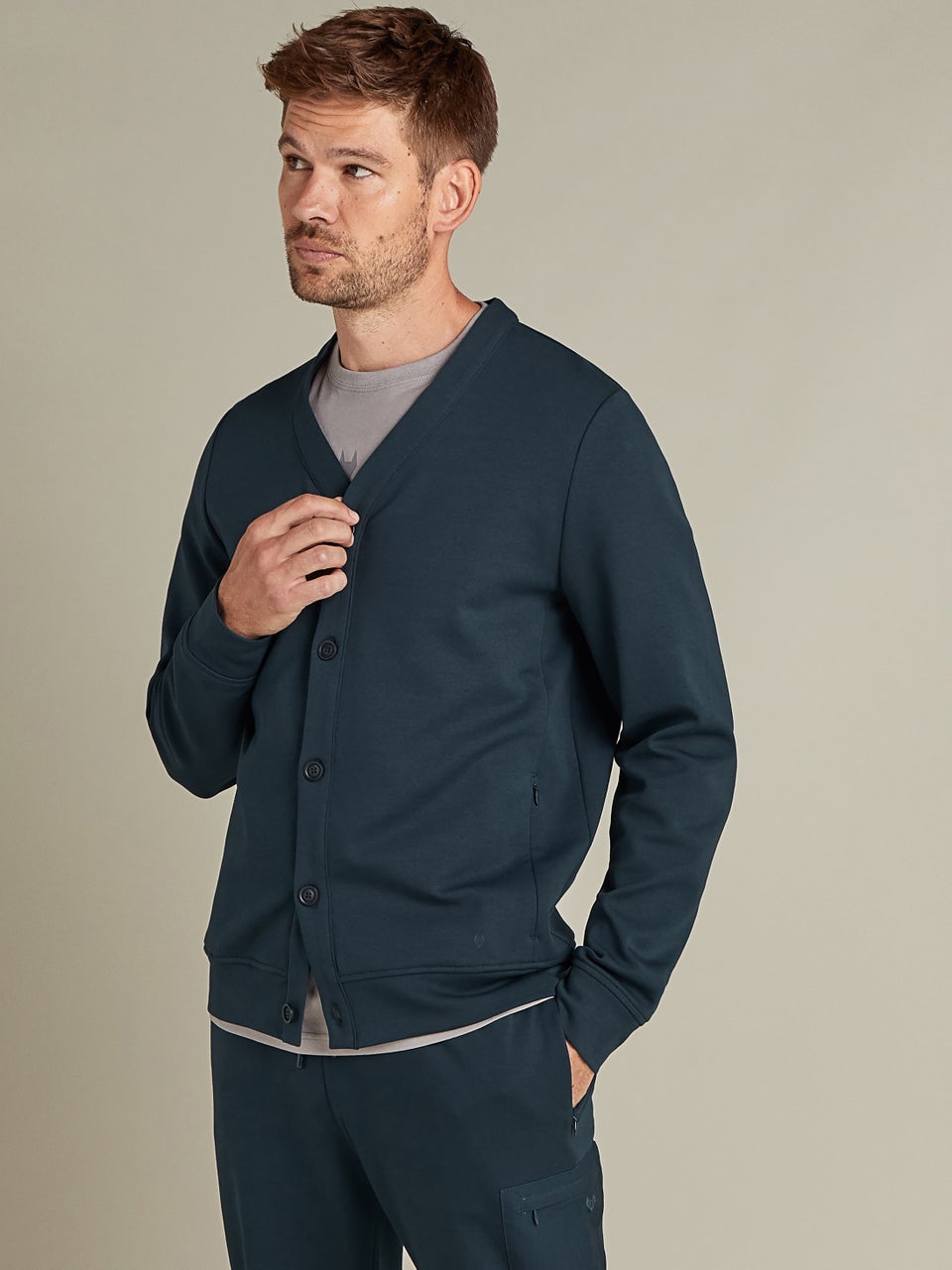 Premium Essentials Cardigan Sweatshirt Navy