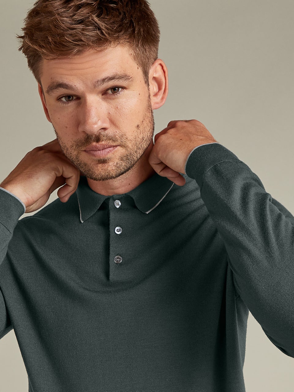 Super Fine Merino Wool Polo Green