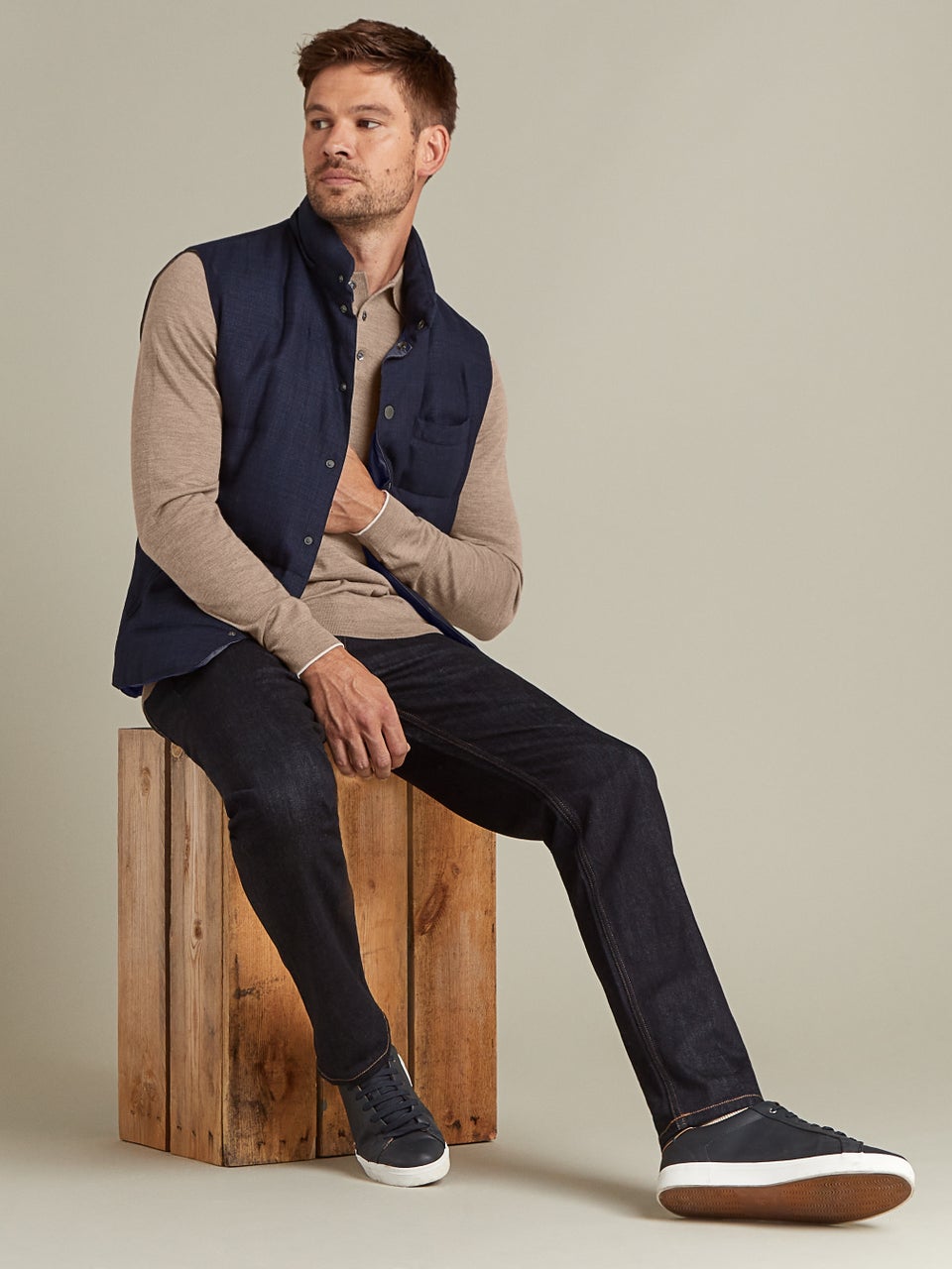 Super Fine Merino Wool Polo Beige